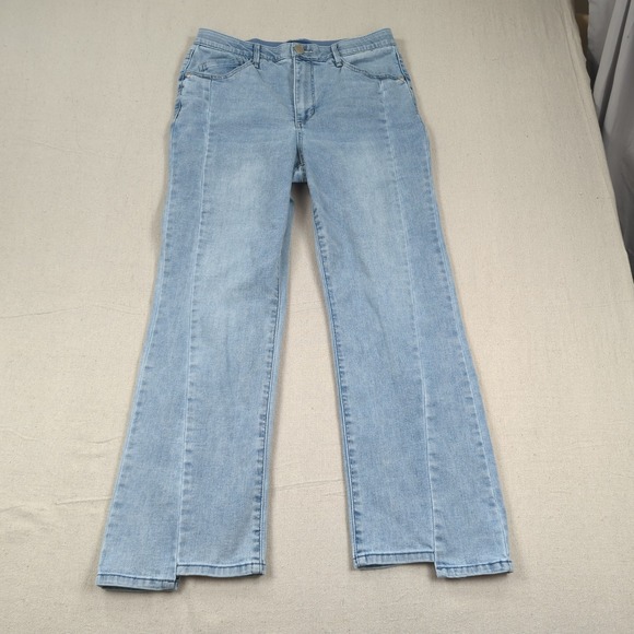 Democracy Denim - Democracy Jeans Womens 10 Blue Ab Solution Skyrise Step Hem Wide Leg Light Wash